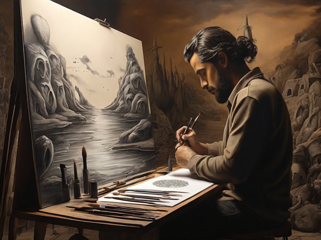Leonardo_Diffusion_XL_hombre_dibujando_a_pinceladas_surrealist_3